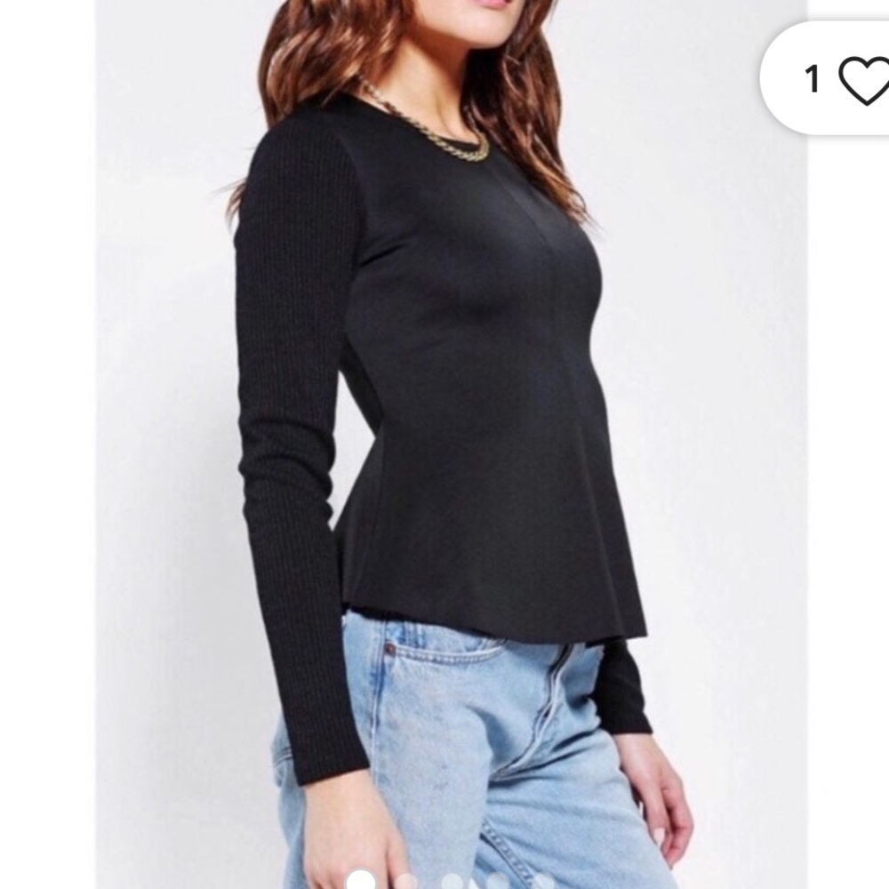 A7 - 367 Silence + Noise Black Long Sleeve Peplum Top